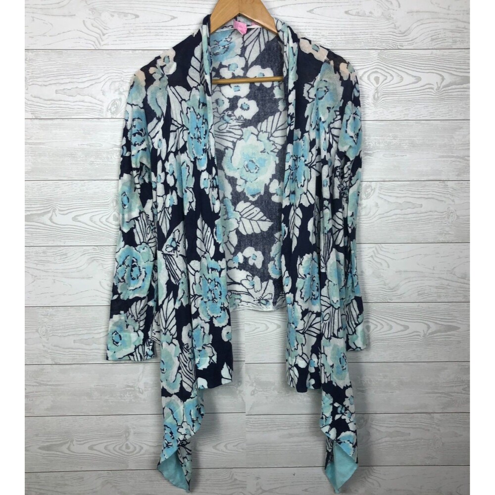 Lilly Pulitzer Women's Small First Impressions Waterfall Open Front Cardigan